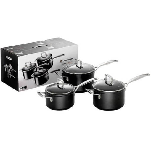 tns-3-piece-saucepan-set Le Creuset Toughned Non Stick 3 Piece Saucepan Set