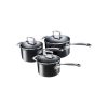 Le Creuset Toughened Non Stick 3 Saucepan Set In Black Le Creuset Toughened Non Stick 3 Saucepan Set In Black