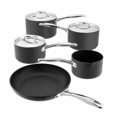Stellar S6C1 Hard Anodised 5 Piece Saucepan Set, Non-Stick