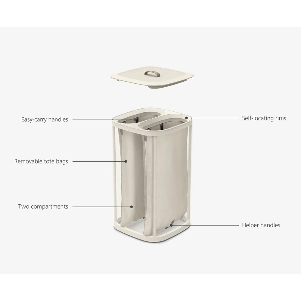 Joseph Joseph Tota 60 Litre Laundry Basket in Ecru - 50019 Joseph Joseph Tota 60 Litre Laundry Basket in Ecru - 50019