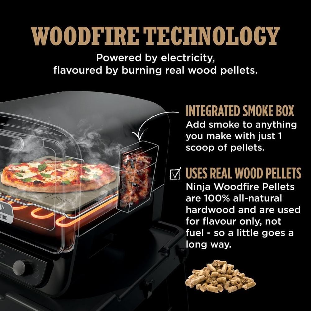 Ninja OO101UK Woodfire Electric Outdoor Oven, Artisan Pizza Maker and BBQ Smoker - Terracotta