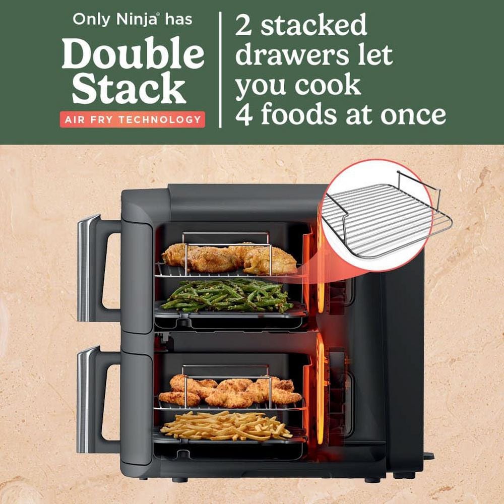 Ninja SL400UK Double Stack XL 2-Drawer 9.5L Air Fryer in Grey Ninja SL400UK Double Stack XL 2-Drawer 9.5L Air Fryer in Grey