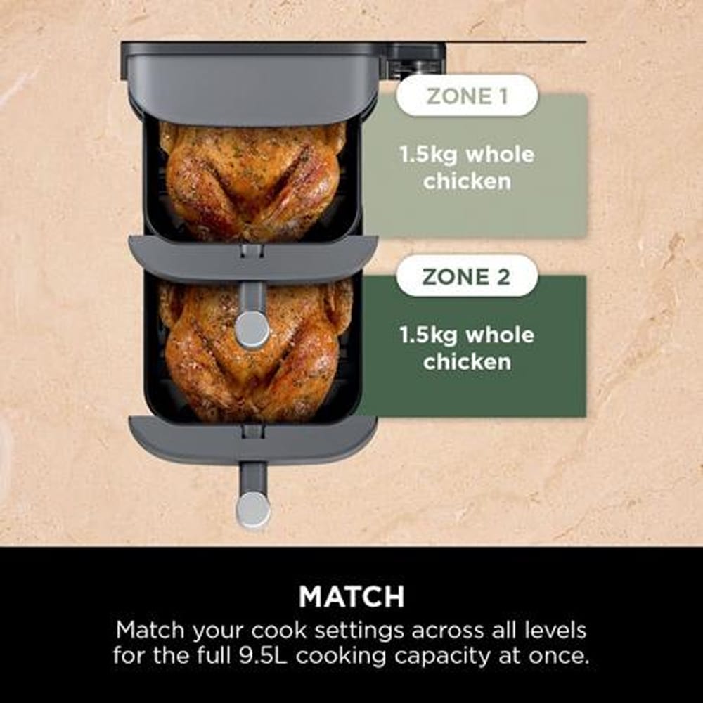 Ninja SL400UK Double Stack XL 2-Drawer 9.5L Air Fryer in Grey Ninja SL400UK Double Stack XL 2-Drawer 9.5L Air Fryer in Grey
