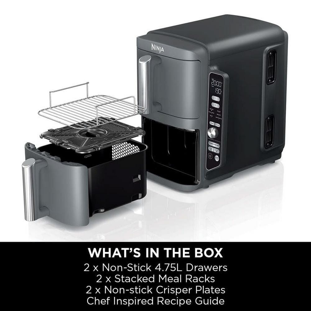 Ninja SL400UK Double Stack XL 2-Drawer 9.5L Air Fryer in Grey Ninja SL400UK Double Stack XL 2-Drawer 9.5L Air Fryer in Grey