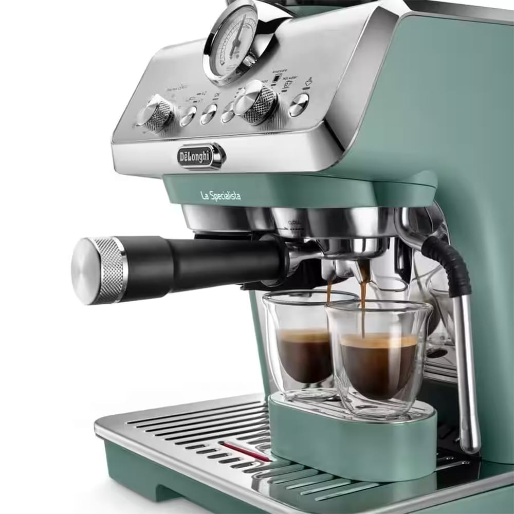 Delonghi EC9155GR La Specialista Arte Bean to Cup Espresso Coffee Machine in Green Delonghi EC9155GR La Specialista Arte Bean to Cup Espresso Coffee Machine in Green