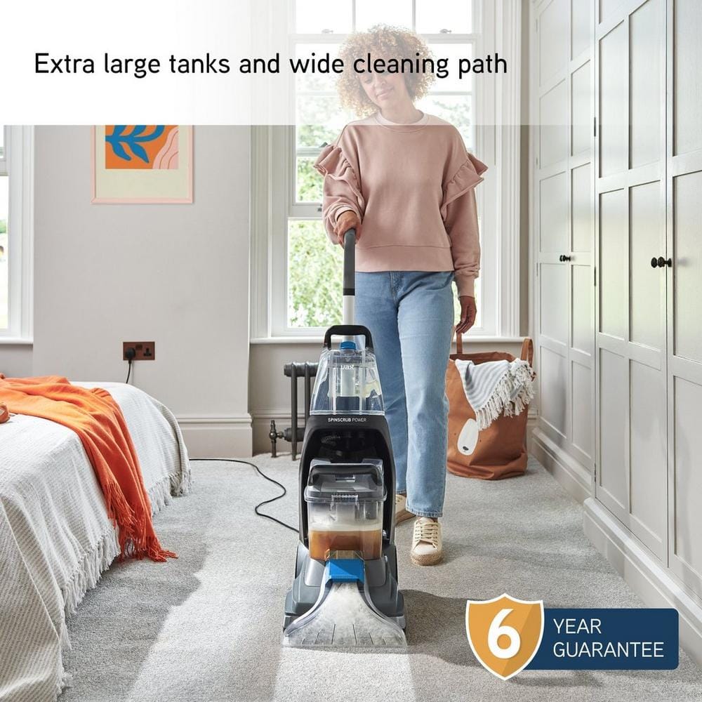 Vax CDCW-SSXS SpinScrub Power Carpet Washer - Wide Cleaning Path Vax CDCW-SSXS SpinScrub Power Carpet Washer - Grey & Tiger Blue