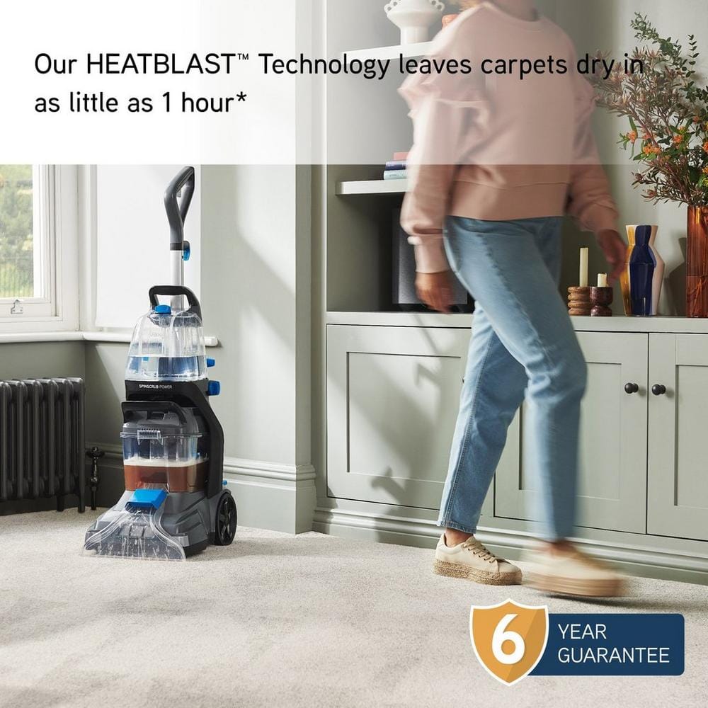 Vax CDCW-SSXS SpinScrub Power Carpet Washer - Heatblast Vax CDCW-SSXS SpinScrub Power Carpet Washer - Grey & Tiger Blue