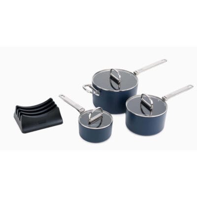 Joseph Joseph Space Folding Handle Ceramic Non-stick 3-piece Blue Saucepan Set - 45049