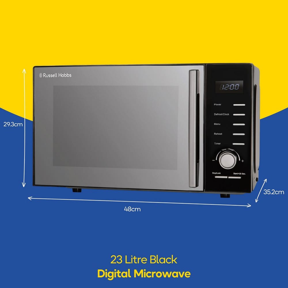 Russell Hobbs 23 Litre 900W Solo Microwave in Black - RHM2348B Russell Hobbs 23 Litre 900W Solo Microwave in Black - RHM2348B
