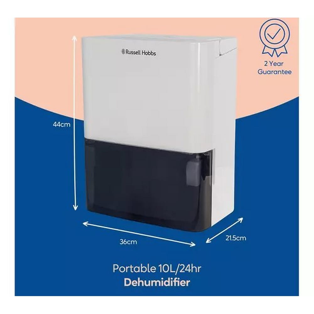 Russell Hobbs 10 Litre Dehumidifier in White & Black - RHDH1001 Russell Hobbs 10 Litre Dehumidifier in White & Black - RHDH1001