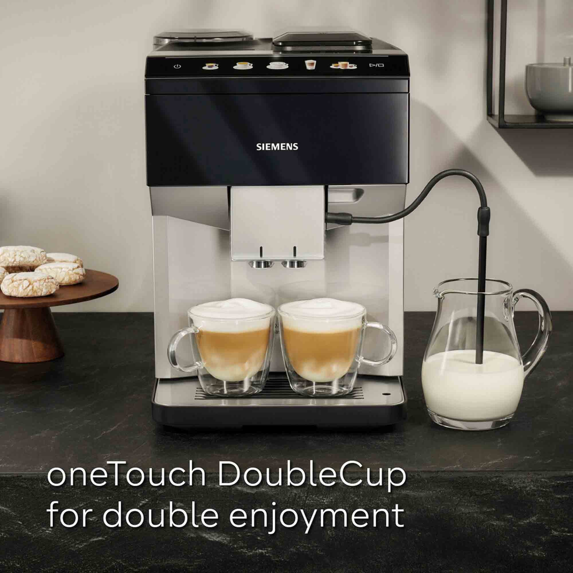 Siemens Fully Automatic Bean to Cup Coffee Machine in Black & Silver - TP515GB1