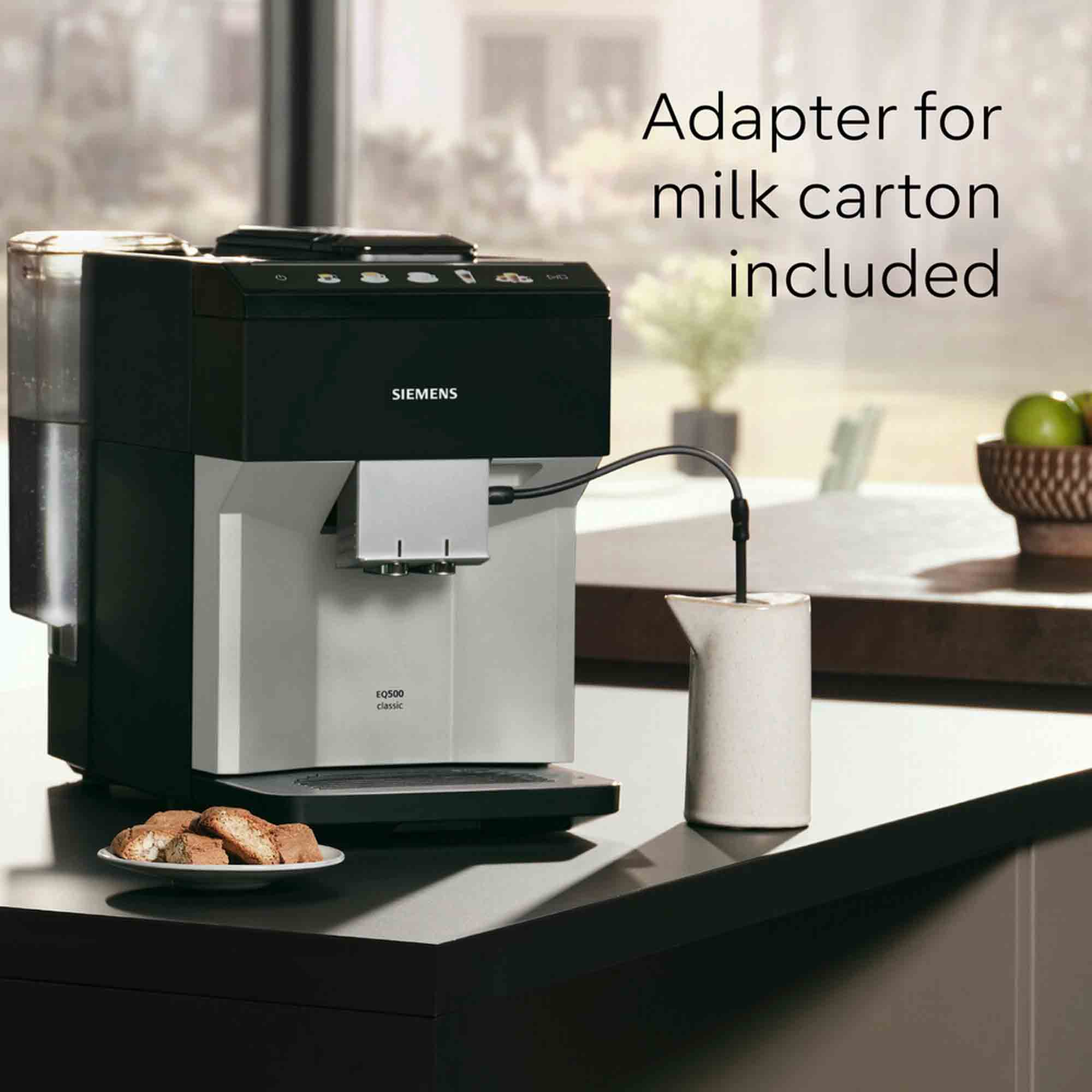 Siemens Fully Automatic Bean to Cup Coffee Machine in Black & Silver - TP515GB1