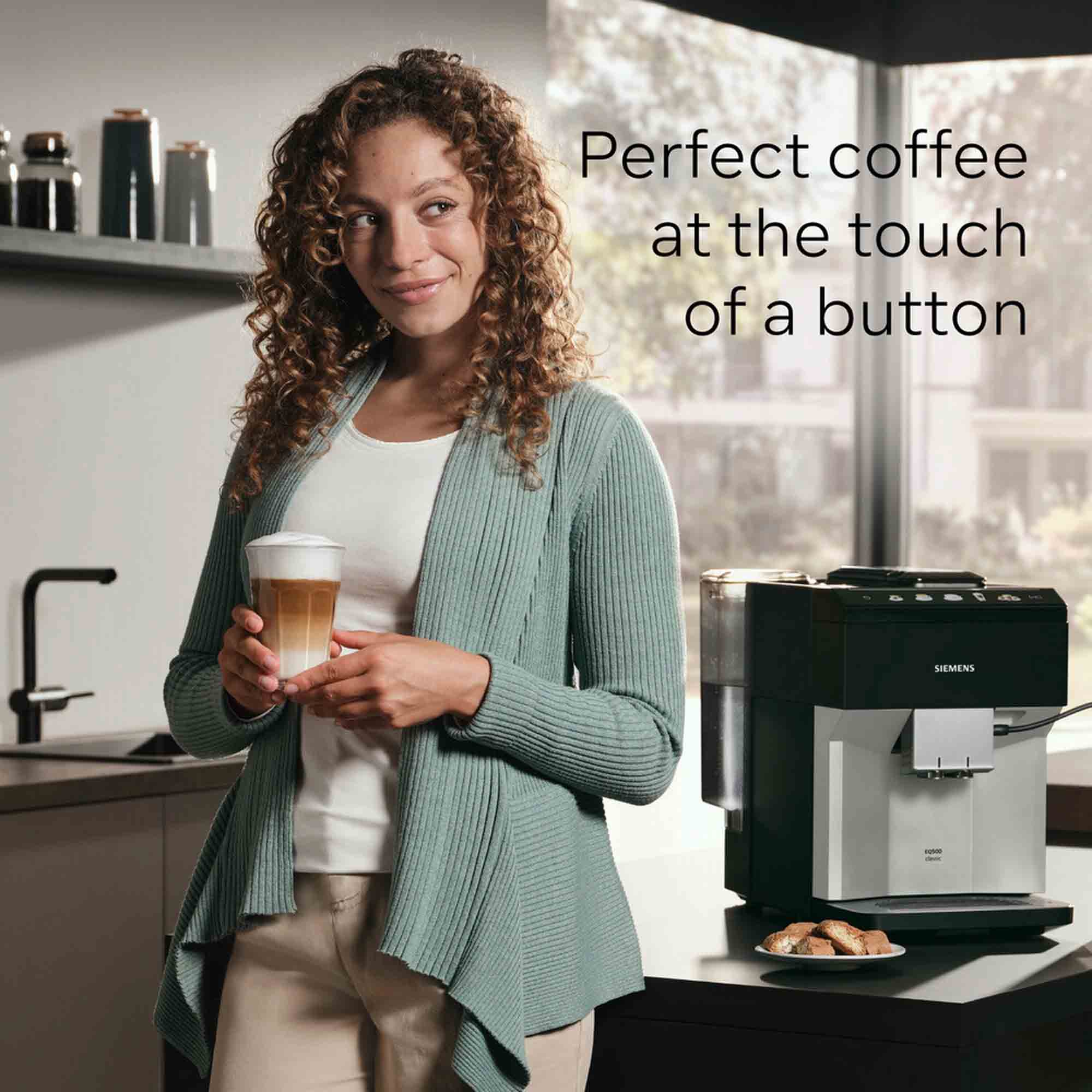 Siemens Fully Automatic Bean to Cup Coffee Machine in Black & Silver - TP515GB1