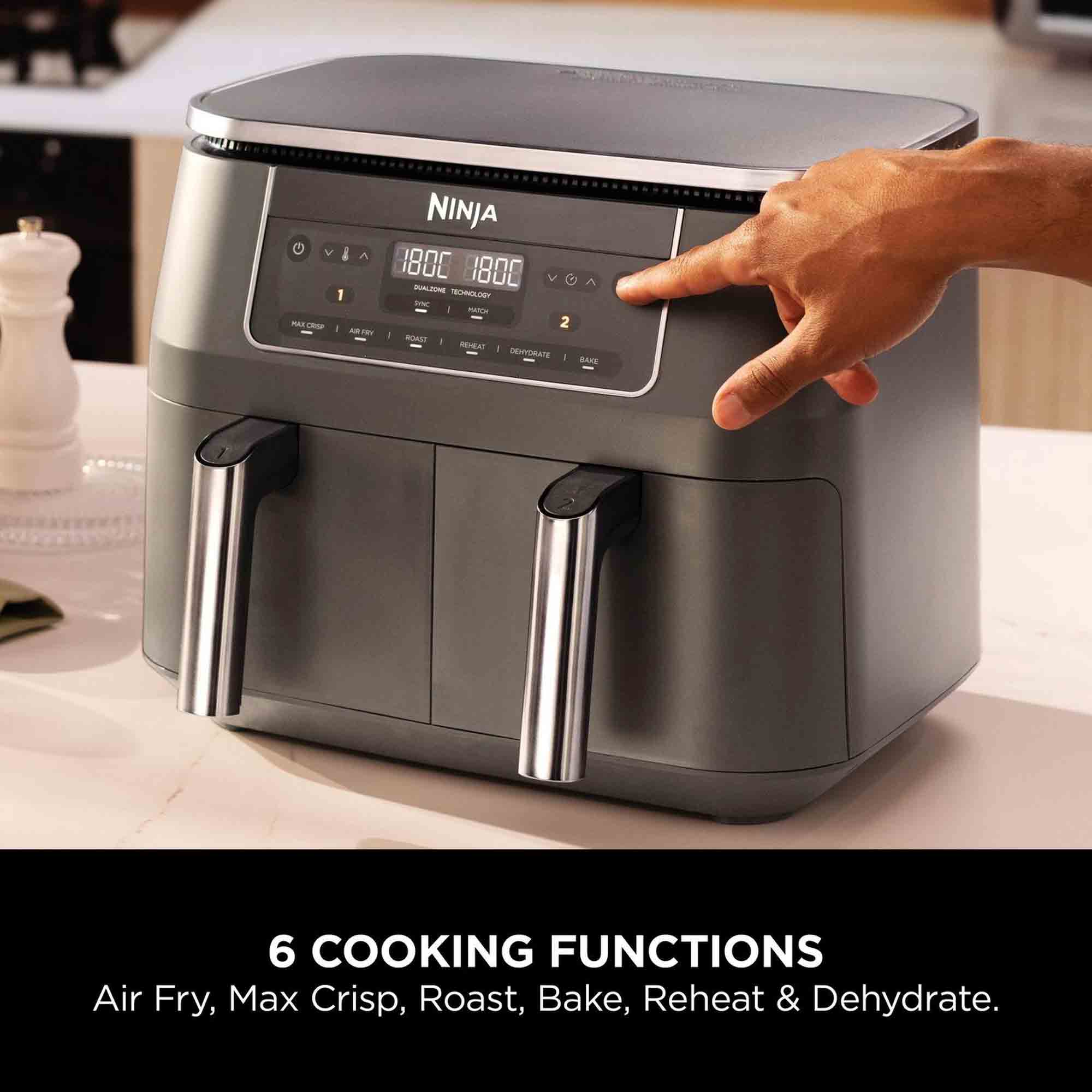 Ninja 7.6 litre 6-in-1 Dual Zone Air Fryer in Gun Metal Grey - DZ300UK Ninja 7.6 litre 6-in-1 Dual Zone Air Fryer in Gun Metal Grey - DZ300UK