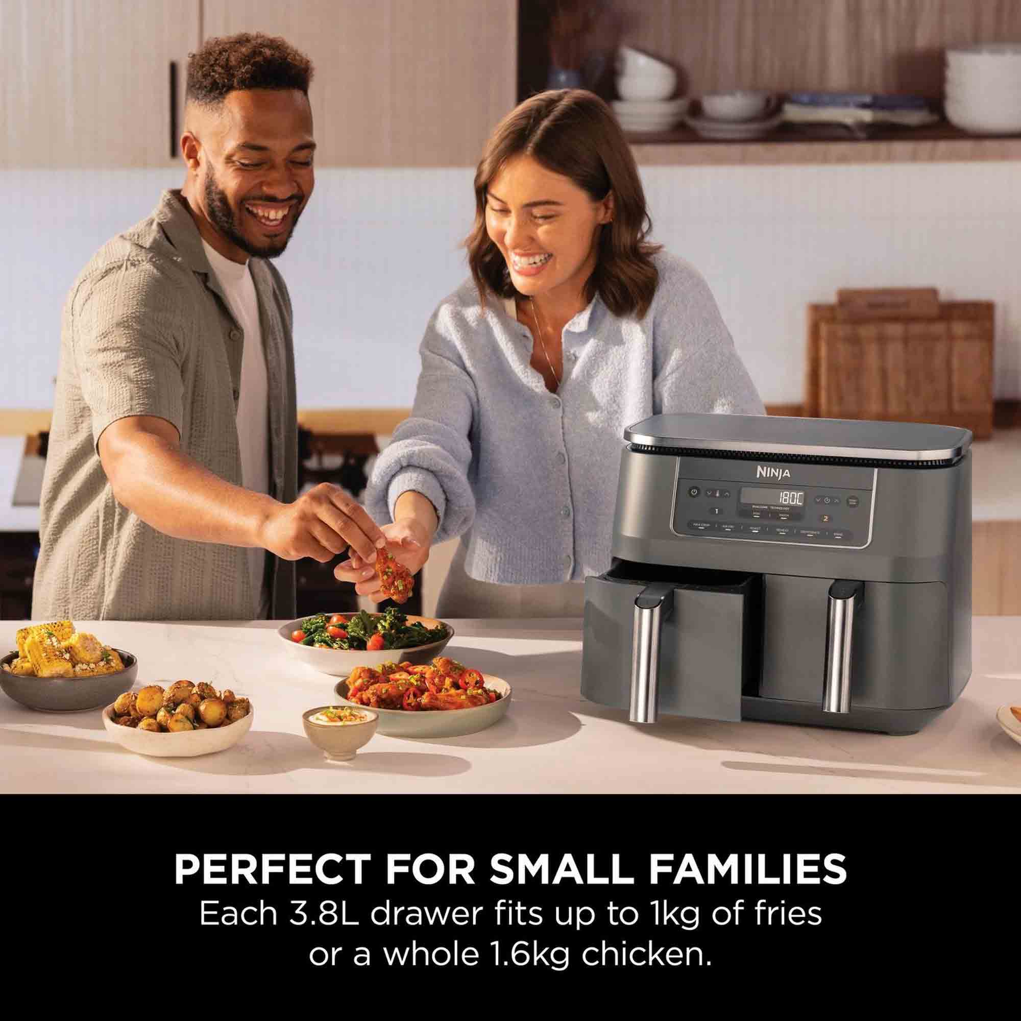 Ninja 7.6 litre 6-in-1 Dual Zone Air Fryer in Gun Metal Grey - DZ300UK Ninja 7.6 litre 6-in-1 Dual Zone Air Fryer in Gun Metal Grey - DZ300UK