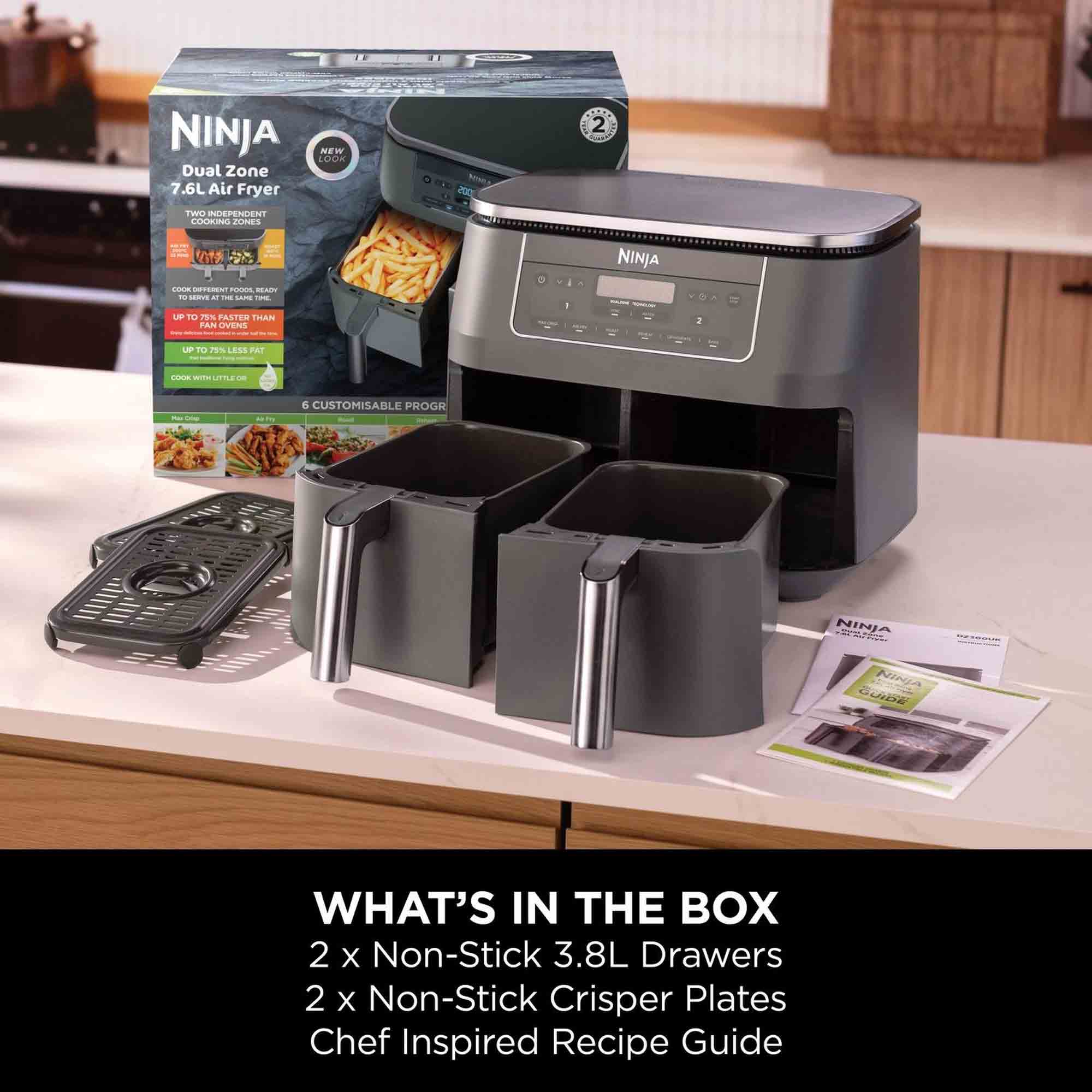 Ninja 7.6 litre 6-in-1 Dual Zone Air Fryer in Gun Metal Grey - DZ300UK Ninja 7.6 litre 6-in-1 Dual Zone Air Fryer in Gun Metal Grey - DZ300UK