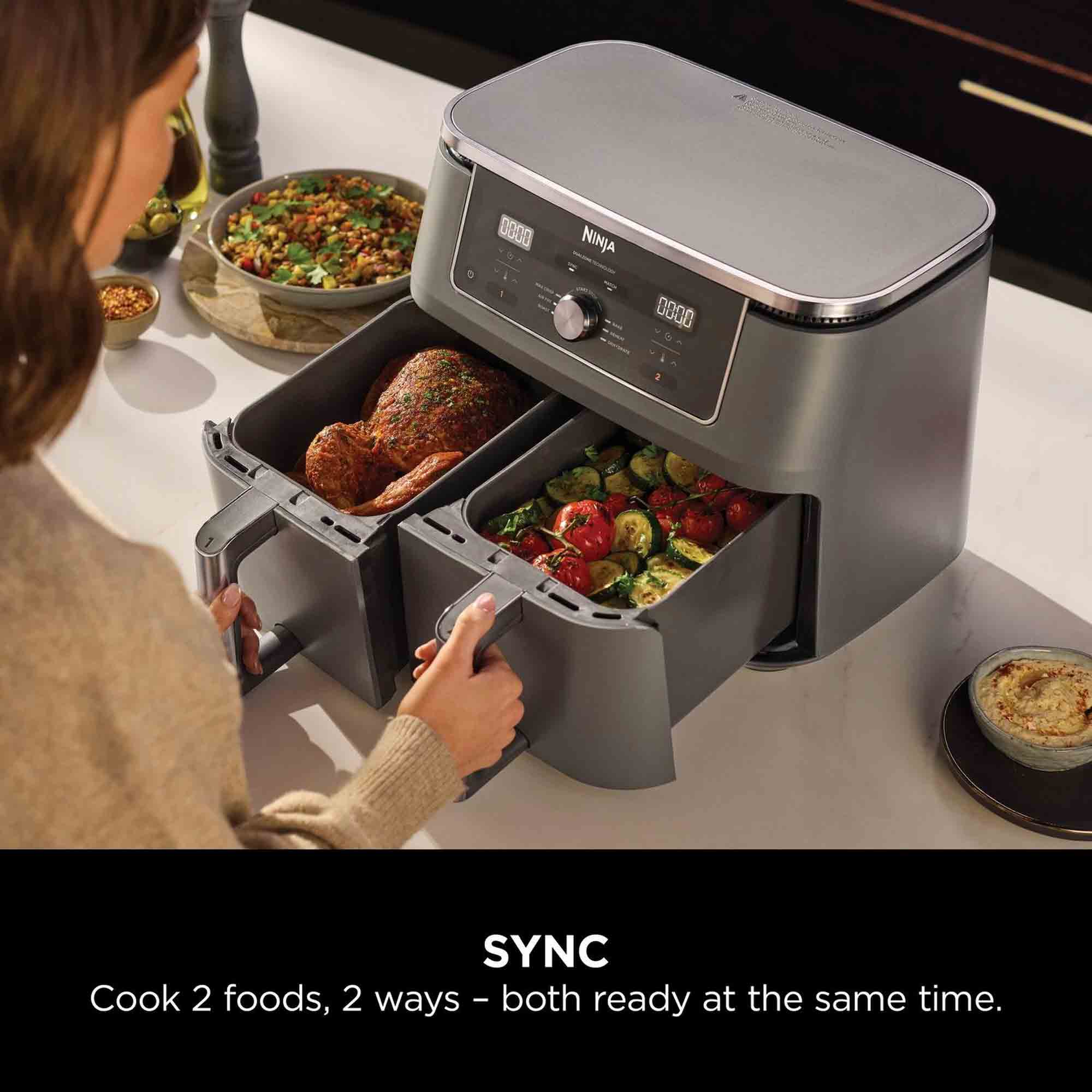 Ninja 9.5 litre MAX 6-in-1 Dual Zone Air Fryer in Gun Metal Grey - DZ400UK Ninja 9.5 litre MAX 6-in-1 Dual Zone Air Fryer in Gun Metal Grey - DZ400UK