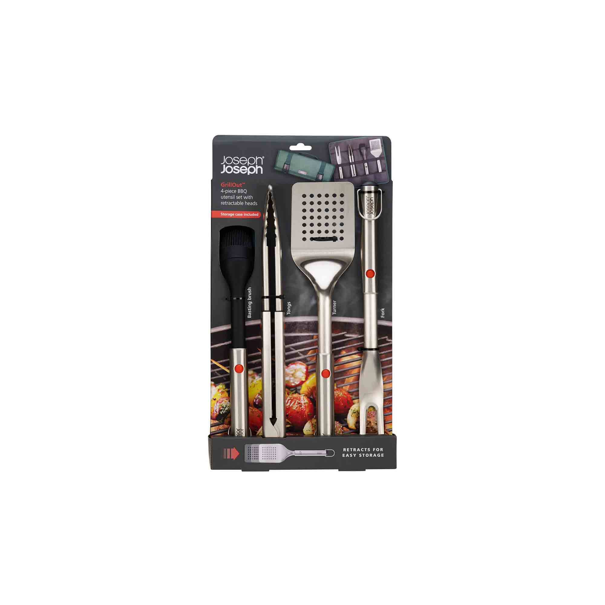 Joseph Joseph GrillOutâ„¢ 4-Piece Stainless-Steel BBQ Utensil Set with Storage Case - 2000001 Joseph Joseph GrillOutâ„¢ 4-Piece Stainless-Steel BBQ Utensil Set with Storage Case - 2000001