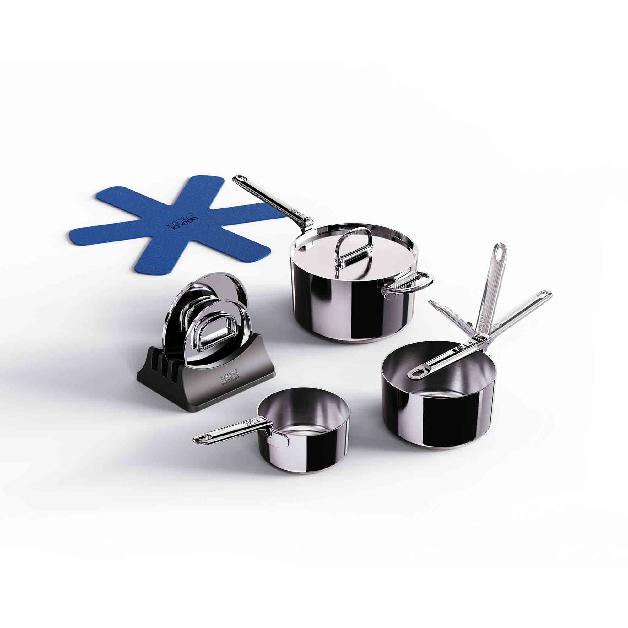 Joseph Joseph 3PC Space Steel Folding Handle Saucepan Set - 1000031 Joseph Joseph 3PC Space Steel Folding Handle Saucepan Set - 1000031