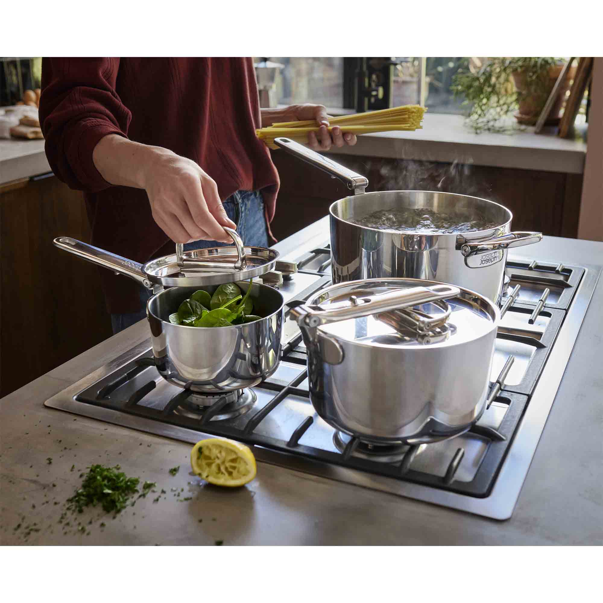 Joseph Joseph 3PC Space Steel Folding Handle Saucepan Set - 1000031 Joseph Joseph 3PC Space Steel Folding Handle Saucepan Set - 1000031