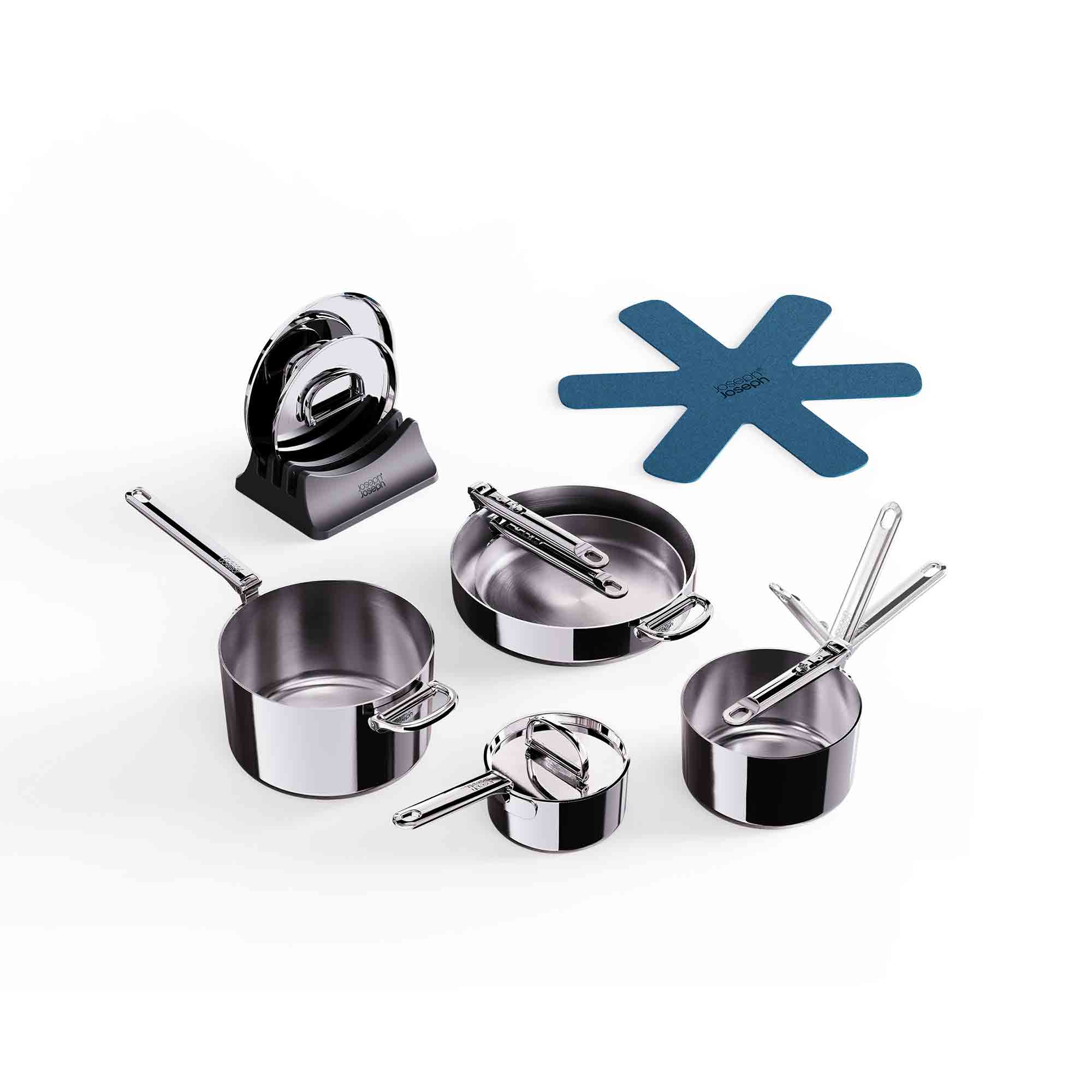 Joseph Joseph Space™ Steel Folding Handle 5-Piece Cookware Set – 1000032 Joseph Joseph Space™ Steel Folding Handle 5-Piece Cookware Set – 1000032