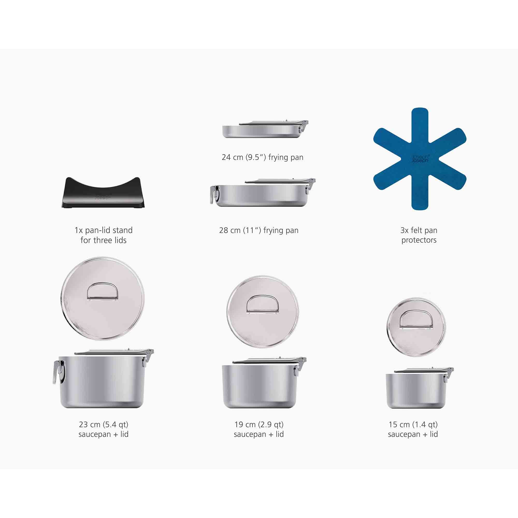 Joseph Joseph Space™ Steel Folding Handle 5-Piece Cookware Set – 1000032 Joseph Joseph Space™ Steel Folding Handle 5-Piece Cookware Set – 1000032