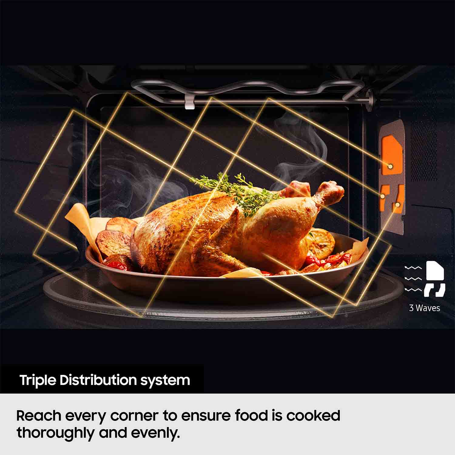 Samsung 32L Solo Microwave Oven – MS32DG4504ATE3 | 1000W | Triple Distribution System | Flat Door Design | Black