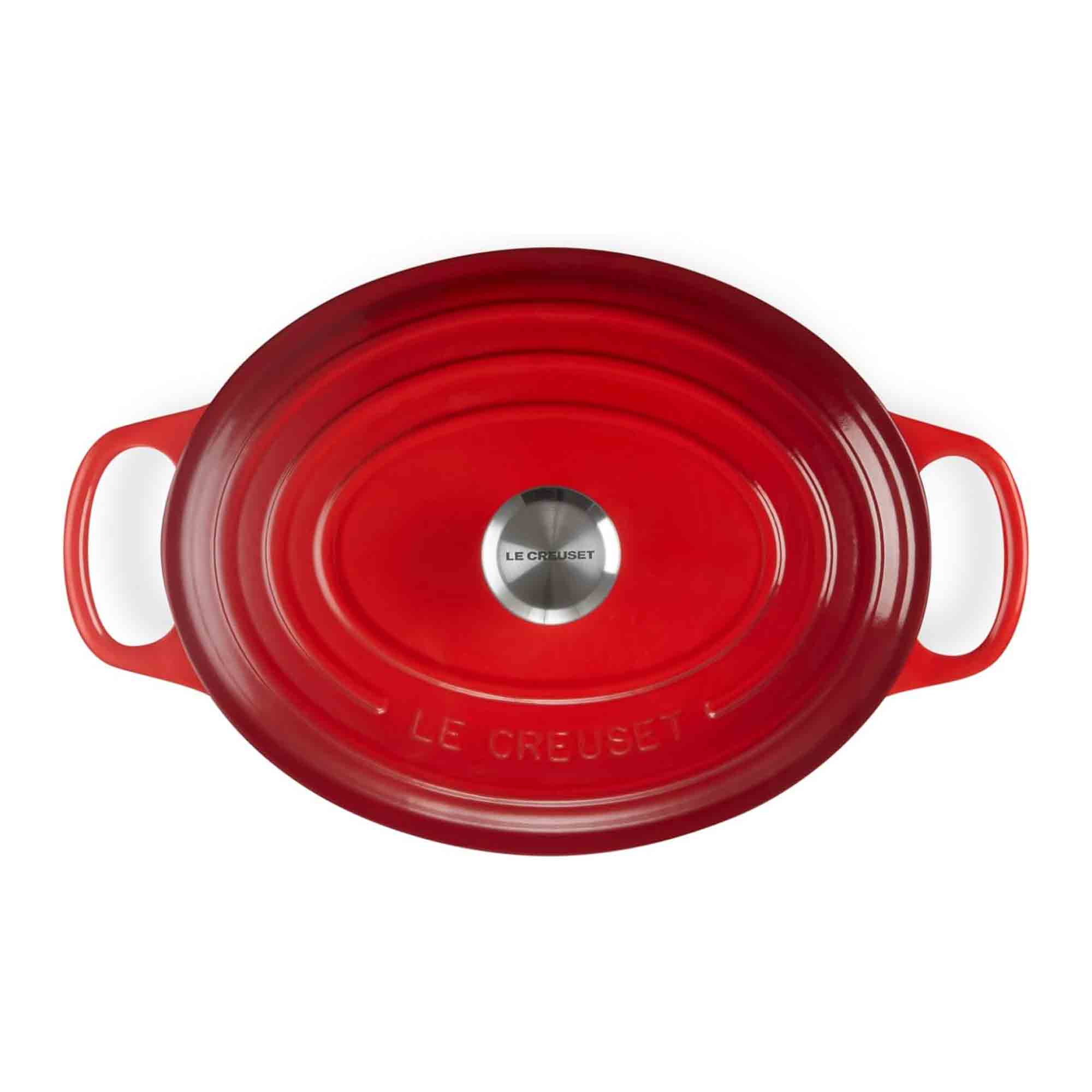 Le Creuset Cast Iron Oval Casserole in Cerise 27cm Le Creuset Cast Iron Oval Casserole in Cerise 27cm