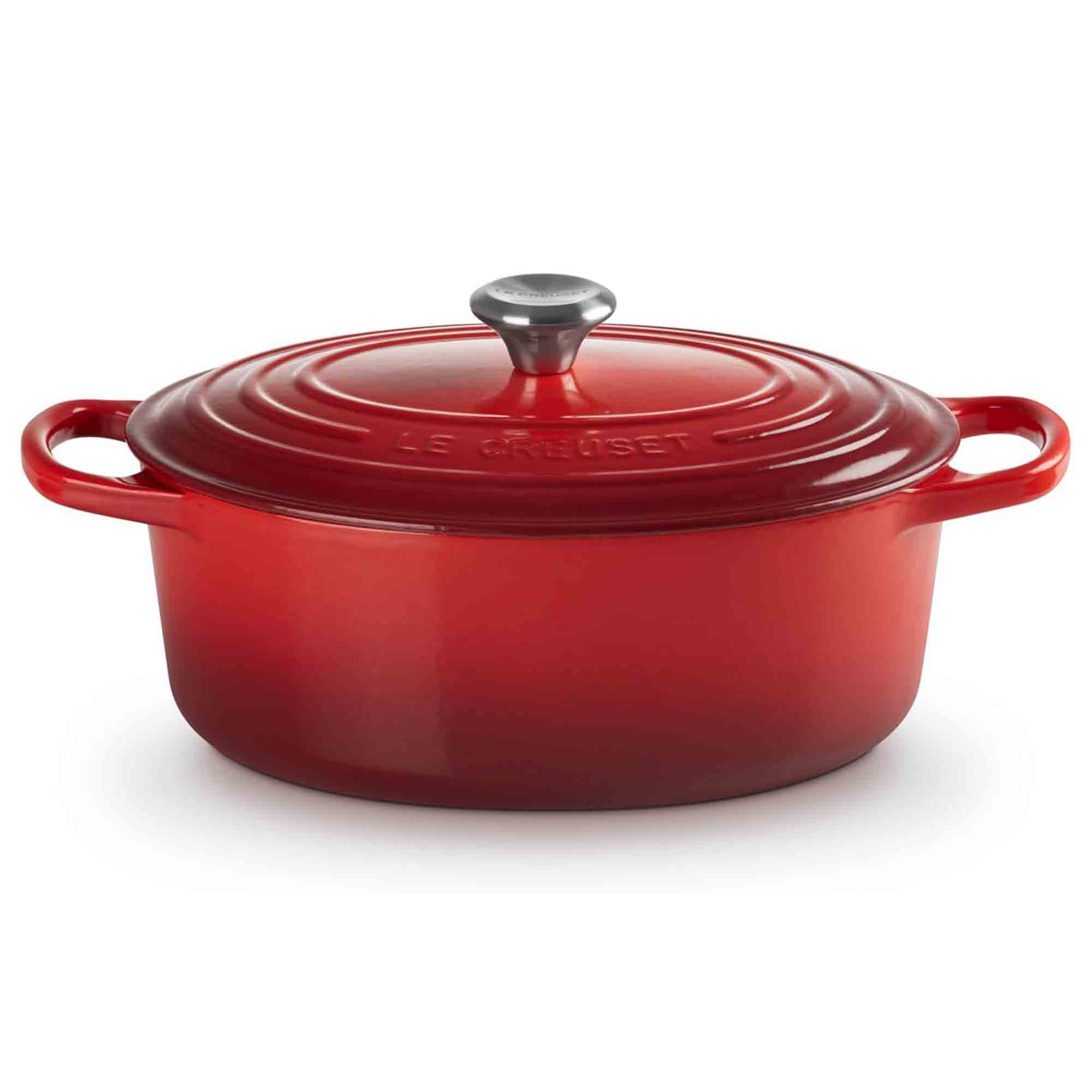 Le Creuset Cast Iron Oval Casserole in Cerise 27cm Le Creuset Cast Iron Oval Casserole in Cerise 27cm