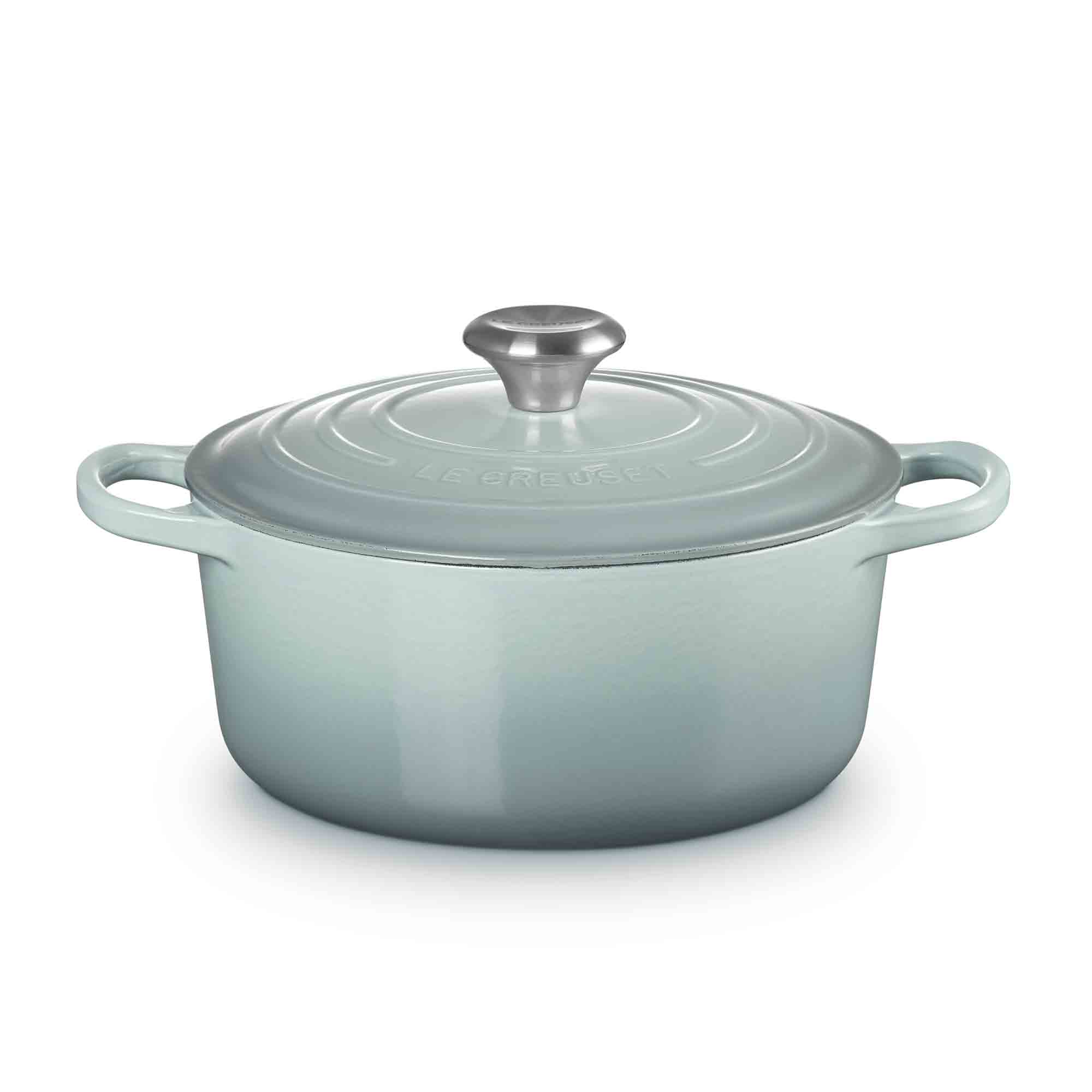 Le Creuset Cast Iron Round Casserole in Sea Salt 24cm Le Creuset Cast Iron Round Casserole in Sea Salt 24cm