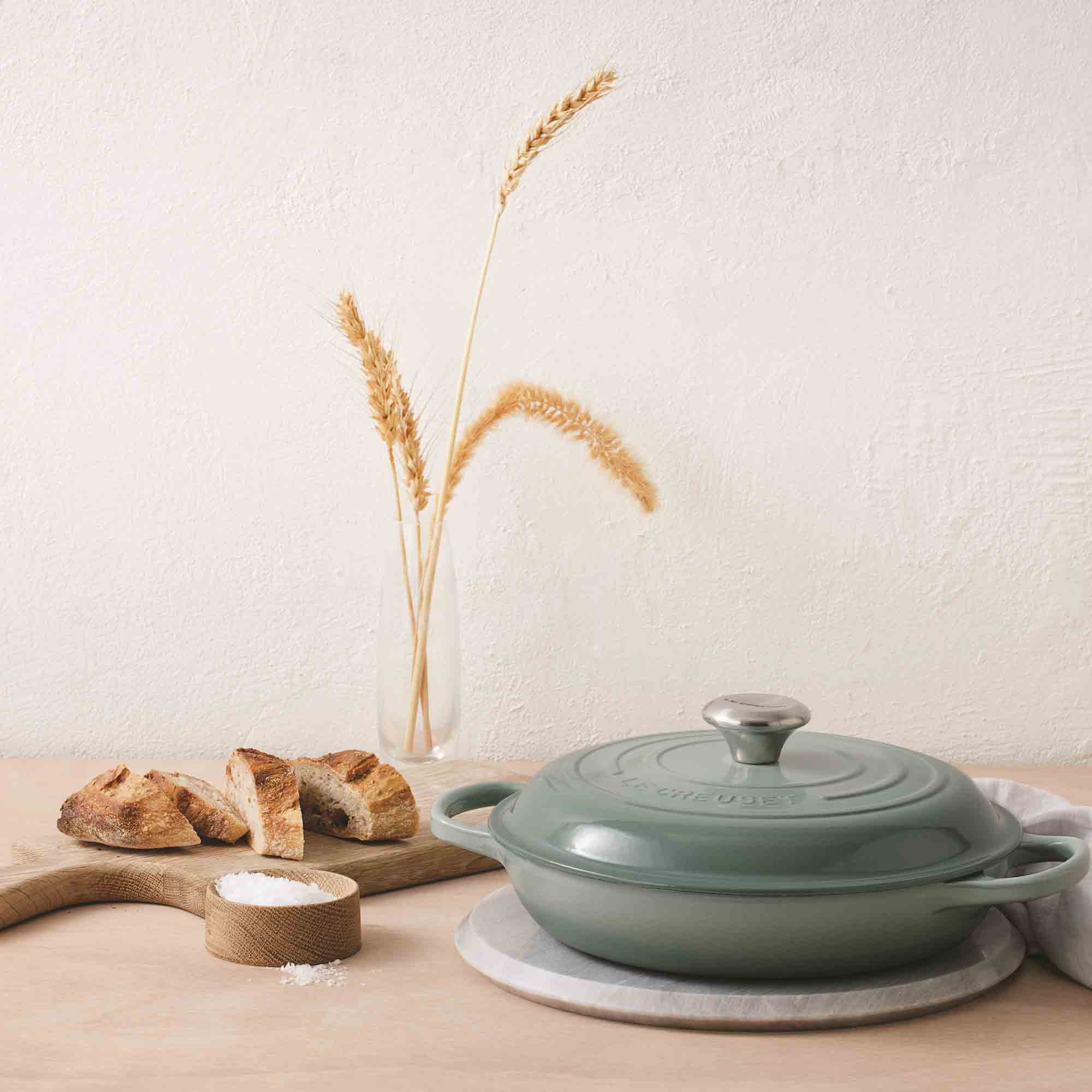 Le Creuset Cast Iron Shallow Casserole in Sea Salt 30cm Le Creuset Cast Iron Shallow Casserole in Sea Salt 30cm