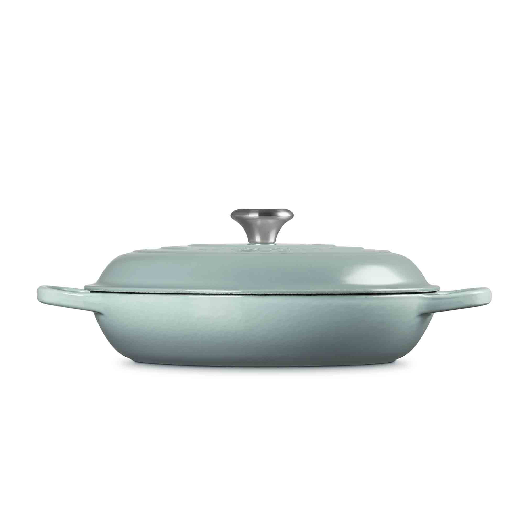Le Creuset Cast Iron Shallow Casserole in Sea Salt 30cm Le Creuset Cast Iron Shallow Casserole in Sea Salt 30cm