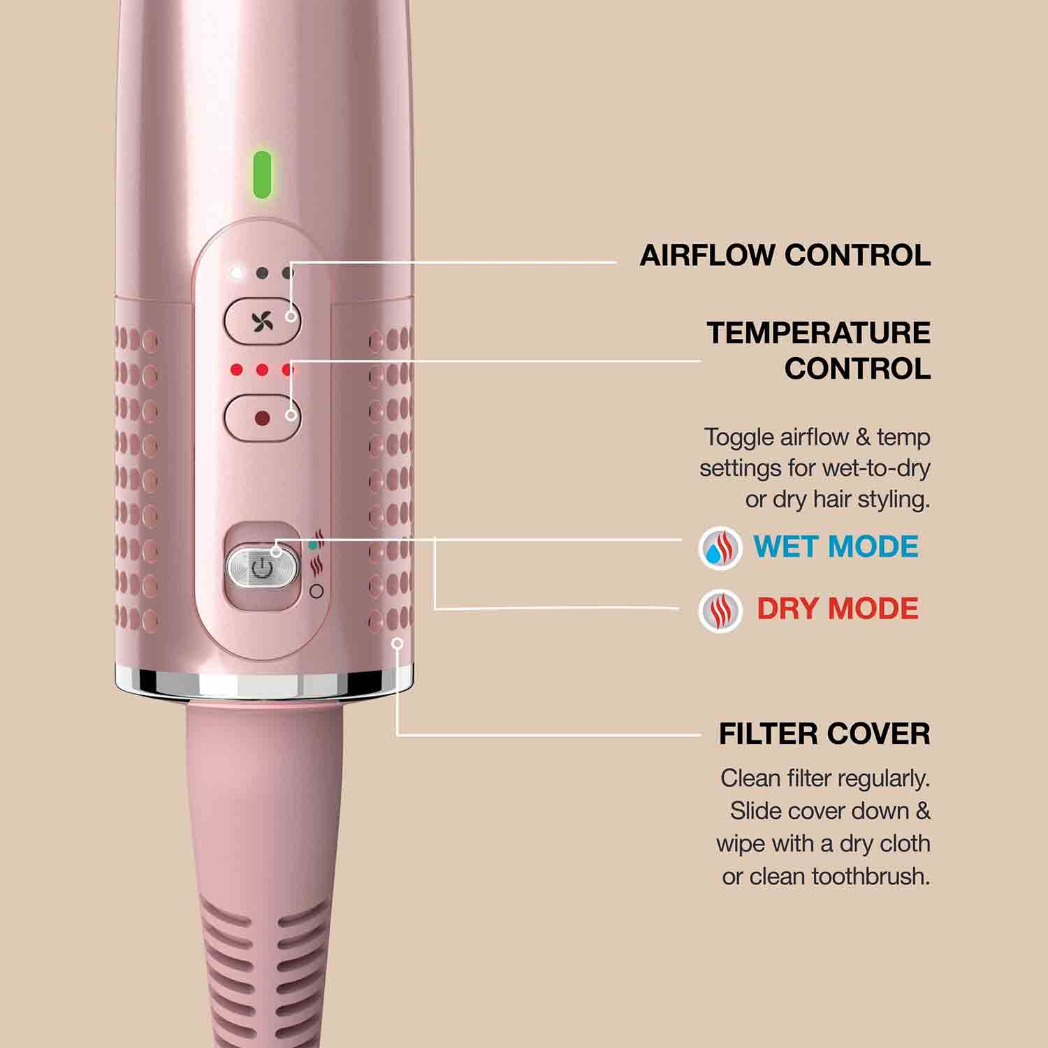 Shark HT302UKPK Glossi 2-in-1 Hot Tool and Air Glosser Brush in Pink Shark HT302UKPK Glossi 2-in-1 Hot Tool and Air Glosser Brush in Pink