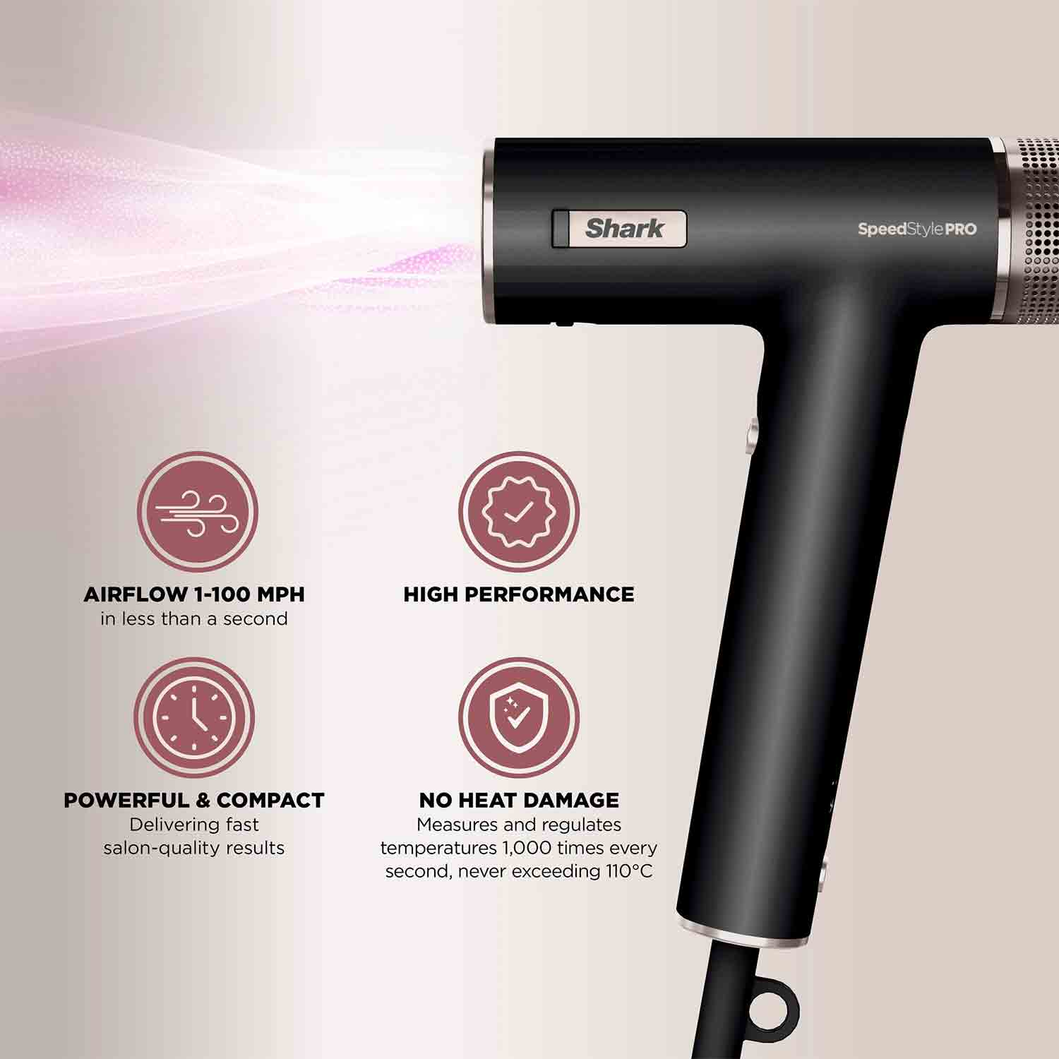 Shark HD731UK SpeedStyle Pro 3-in-1 High-Velocity Hair Dryer System in Black Shark HD731UK SpeedStyle Pro 3-in-1 High-Velocity Hair Dryer System in Black