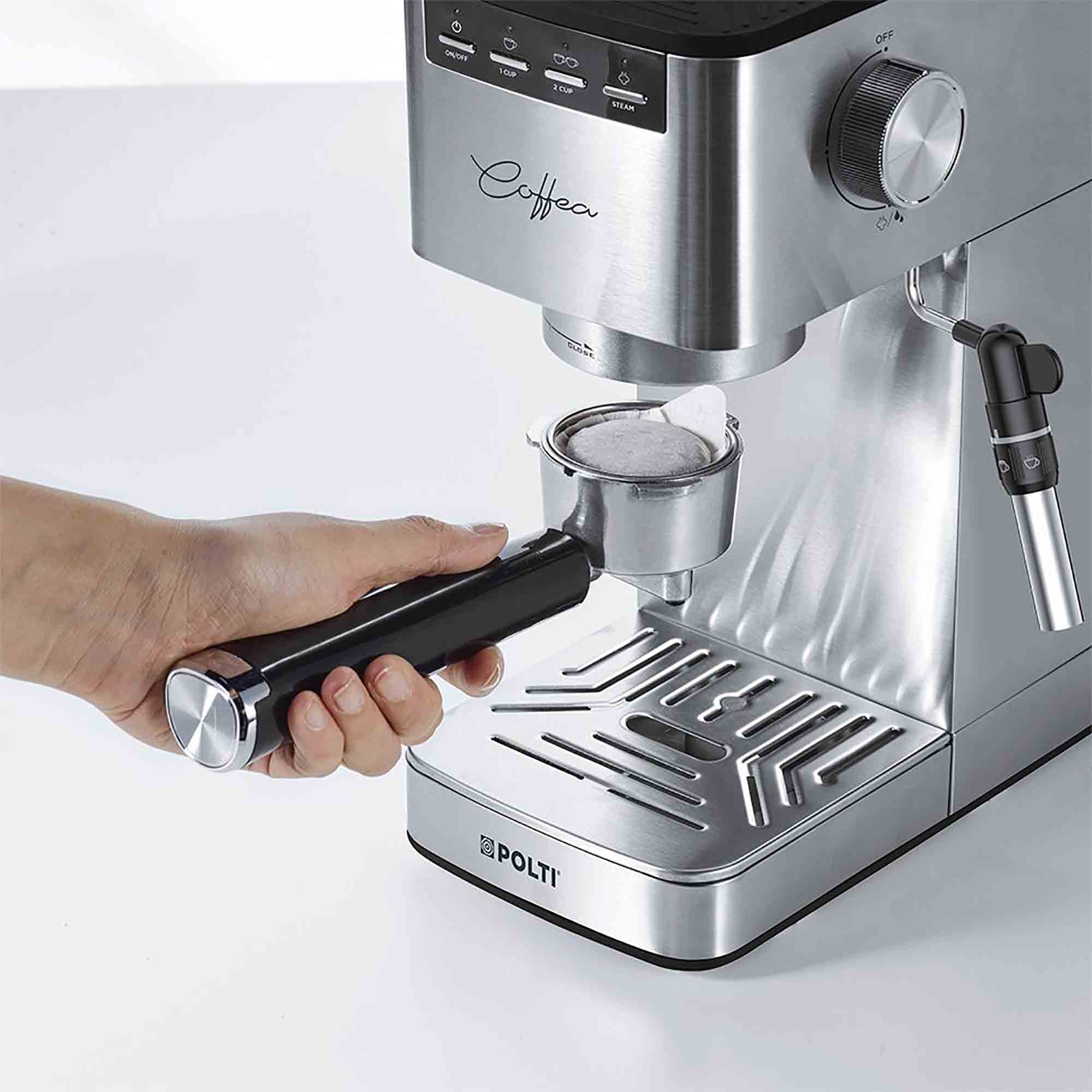 Polti Coffea P10S Manual Espresso Machine in Silver Polti Coffea P10S Manual Espresso Machine in Silver