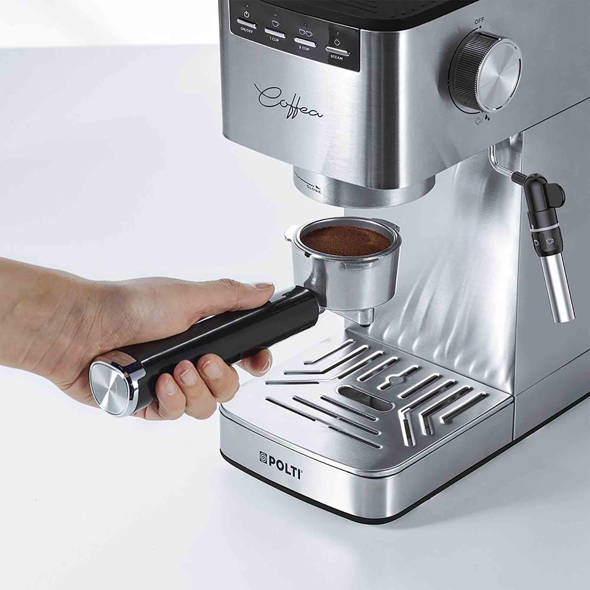Polti Coffea P10S Manual Espresso Machine in Silver Polti Coffea P10S Manual Espresso Machine in Silver