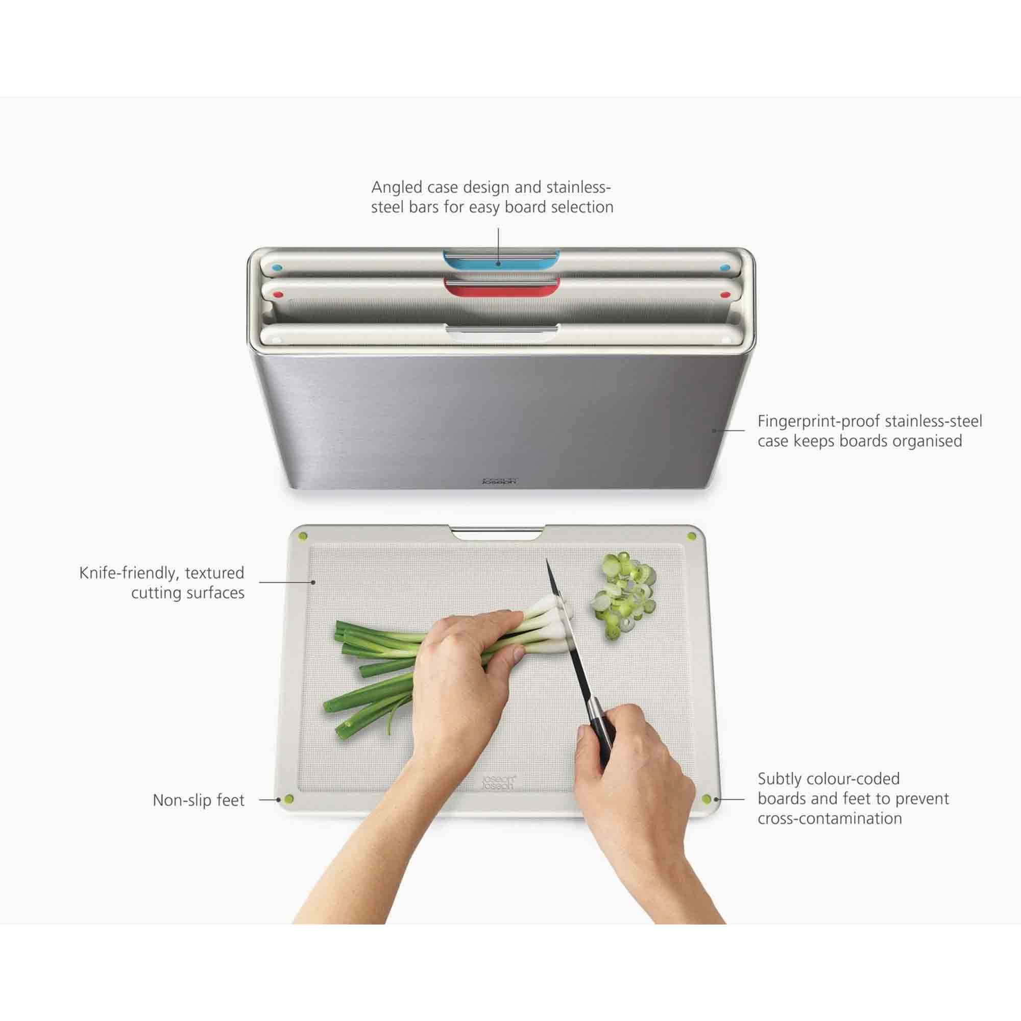 Joseph Joseph Folio Steel 4 Piece Chopping Board Set in Light Stone – 1000072 Joseph Joseph Folio Steel 4 Piece Chopping Board Set in Light Stone – 1000072