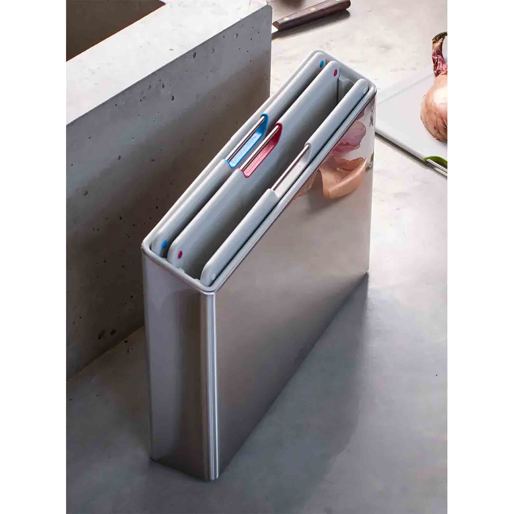 Joseph Joseph Folio Steel 4 Piece Chopping Board Set in Light Stone – 1000072 Joseph Joseph Folio Steel 4 Piece Chopping Board Set in Light Stone – 1000072