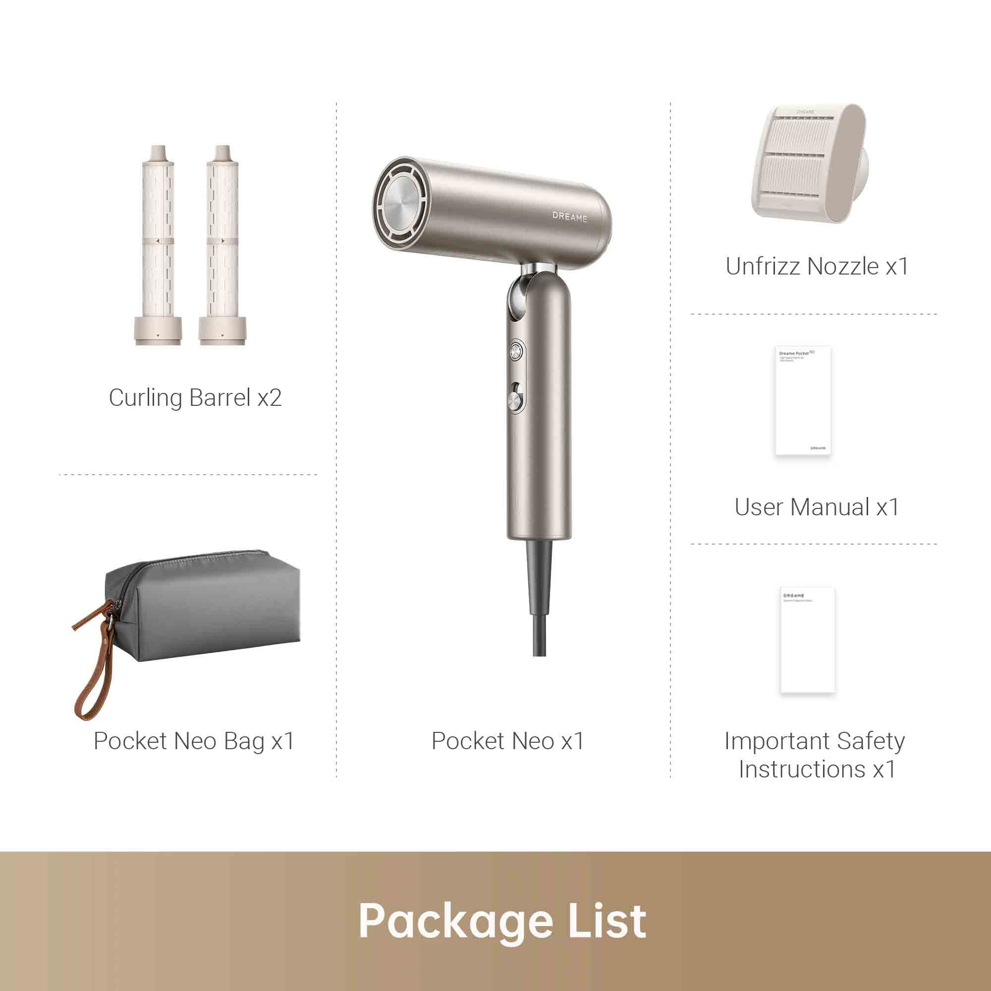 Dreame Pocket Neo Hair Dryer – Gold (AHD51-GOLD) Dreame Pocket Neo Hair Dryer – Gold (AHD51-GOLD)