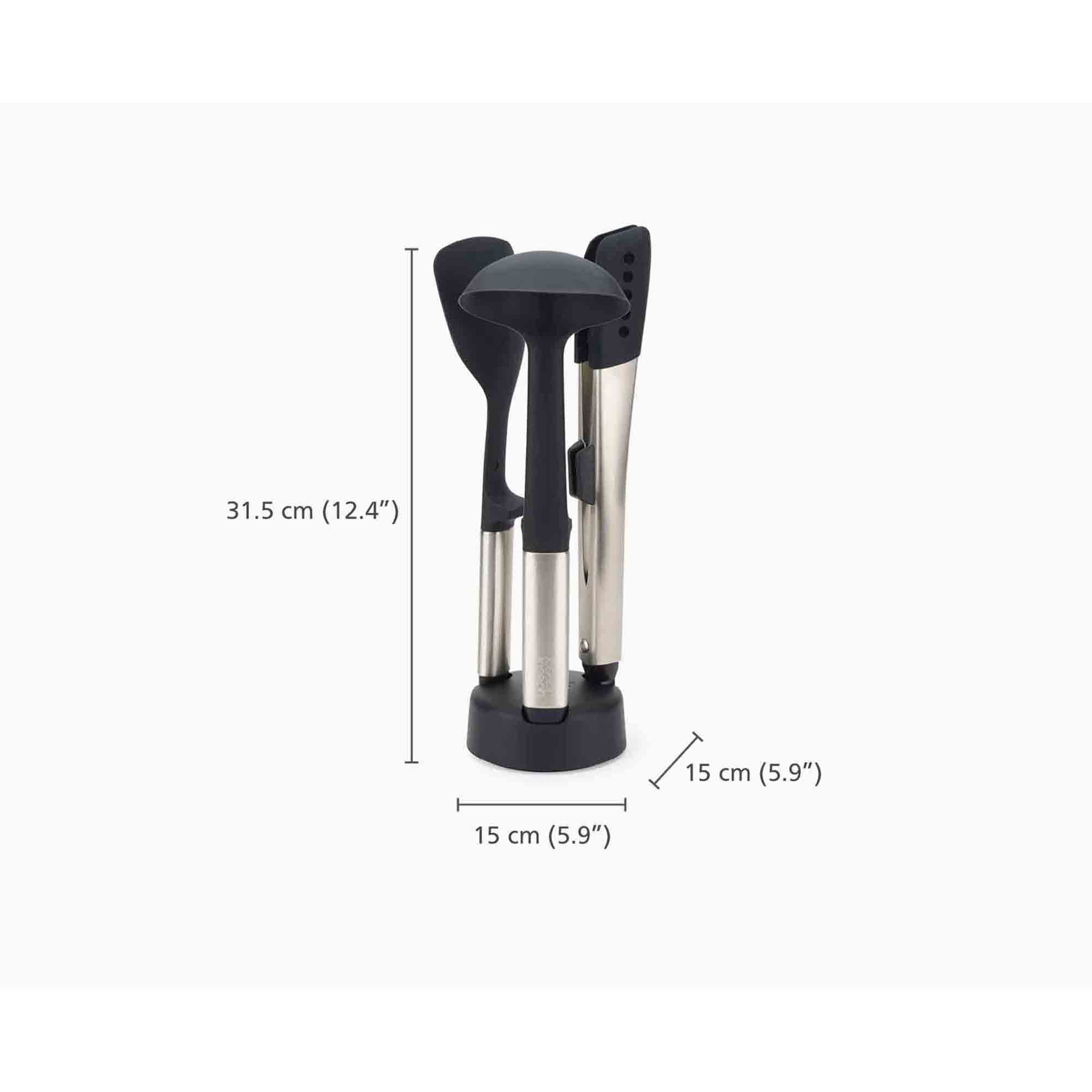 Joseph Joseph Elevate™ Fusion 3-Piece Stainless-Steel Utensil Set with Compact Stand – 10569 Joseph Joseph Elevate™ Fusion 3-Piece Stainless-Steel Utensil Set with Compact Stand – 10569