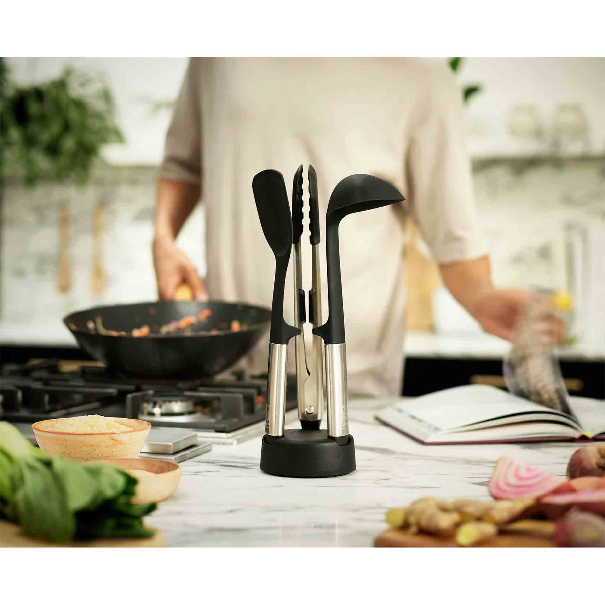 Joseph Joseph Elevate™ Fusion 3-Piece Stainless-Steel Utensil Set with Compact Stand – 10569 Joseph Joseph Elevate™ Fusion 3-Piece Stainless-Steel Utensil Set with Compact Stand – 10569