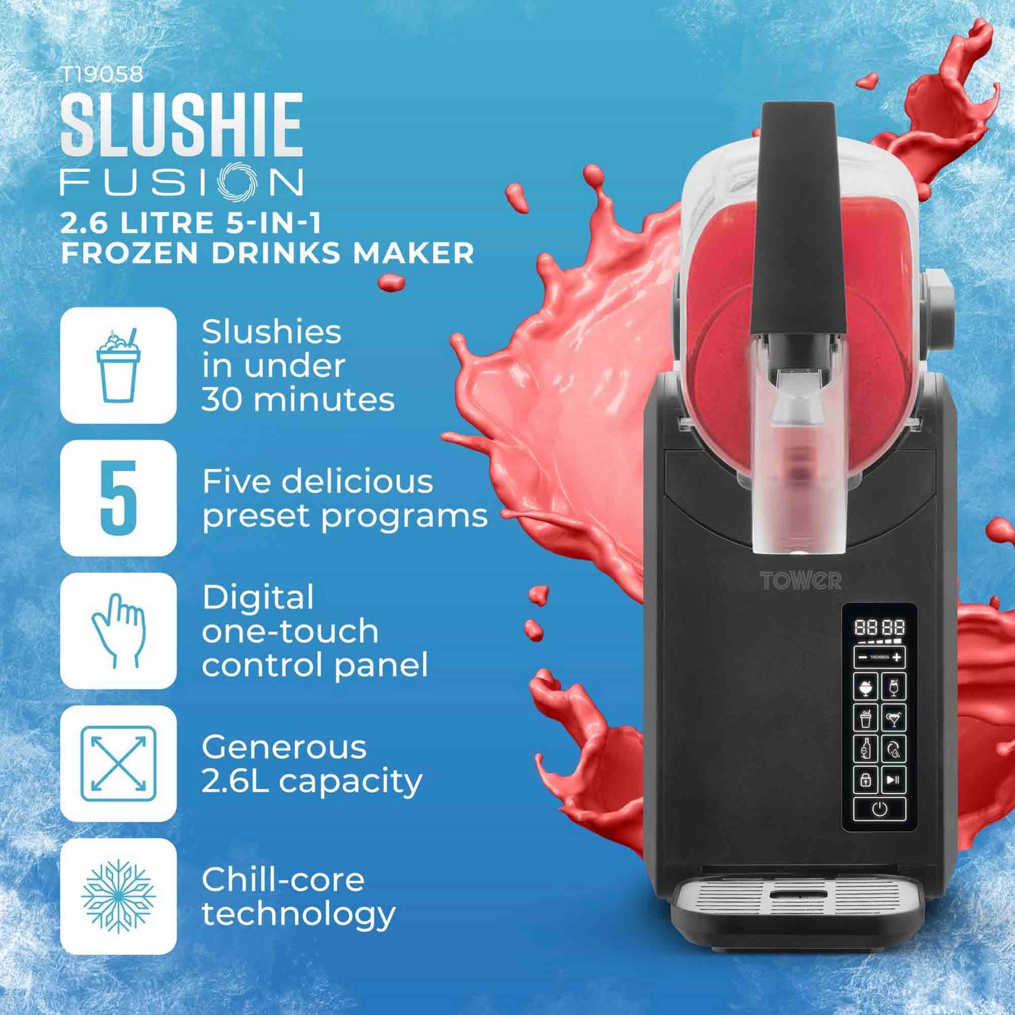 Tower 2.6L Frozen Drink Slushie Maker – Black - T19058 Tower 2.6L Frozen Drink Slushie Maker – Black - T19058