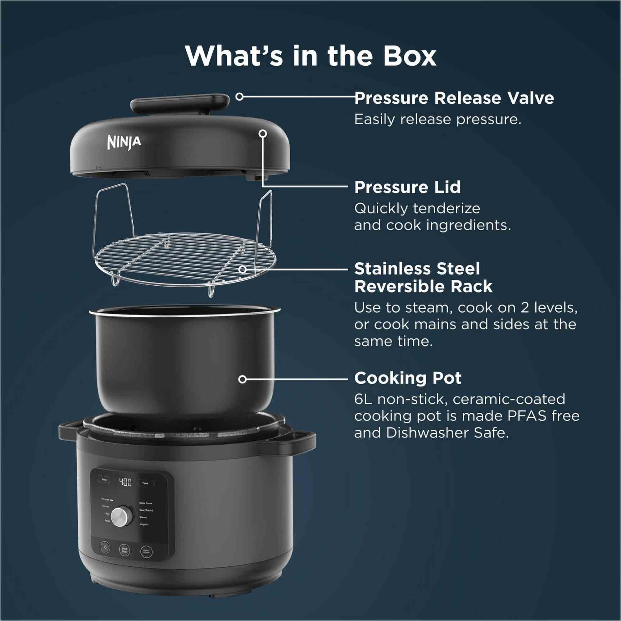 Ninja HyperHeat 9-in-1 Pressure & Rice Cooker – Grey/Black - PC201UK Ninja HyperHeat 9-in-1 Pressure & Rice Cooker – Grey/Black - PC201UK