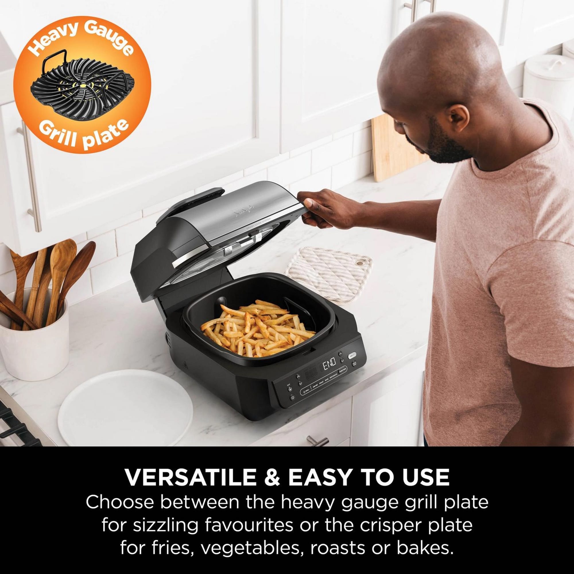Ninja 5-in-1 Grill & Air Fryer – Black/Silver - EG351UK Ninja 5-in-1 Grill & Air Fryer – Black/Silver - EG351UK