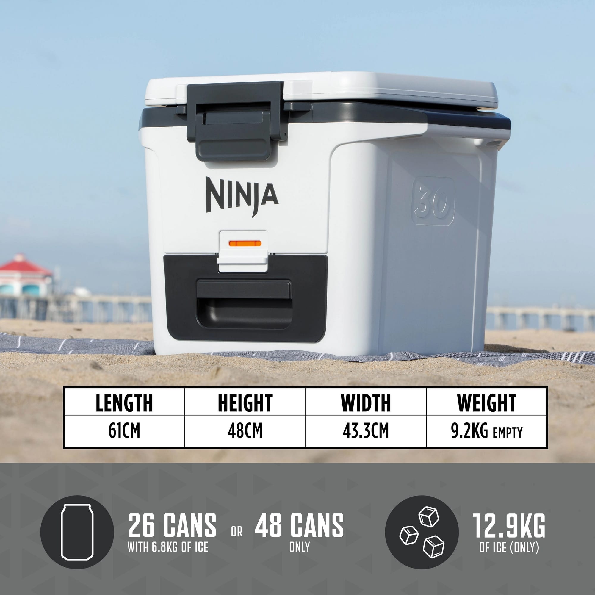 Ninja FrostVault 28L Hard Cooler with Dry Zone - Cloud White - FB131UKWH Ninja FrostVault 28L Hard Cooler with Dry Zone - Cloud White - FB131UKWH