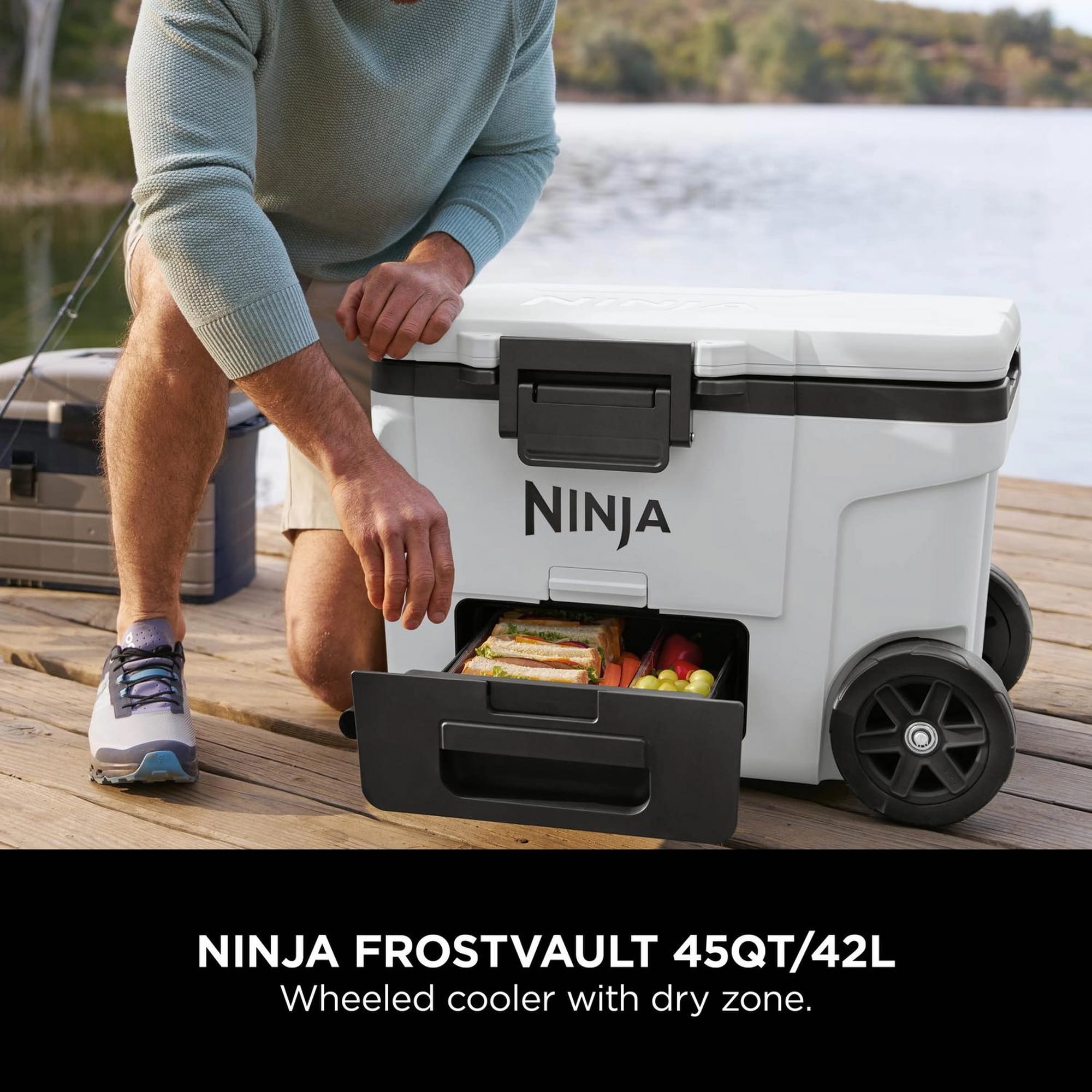 Ninja FrostVault 42L Wheeled Cooler with Dry Zone - Cloud White - FB245UKWH Ninja FrostVault 42L Wheeled Cooler with Dry Zone - Cloud White - FB245UKWH