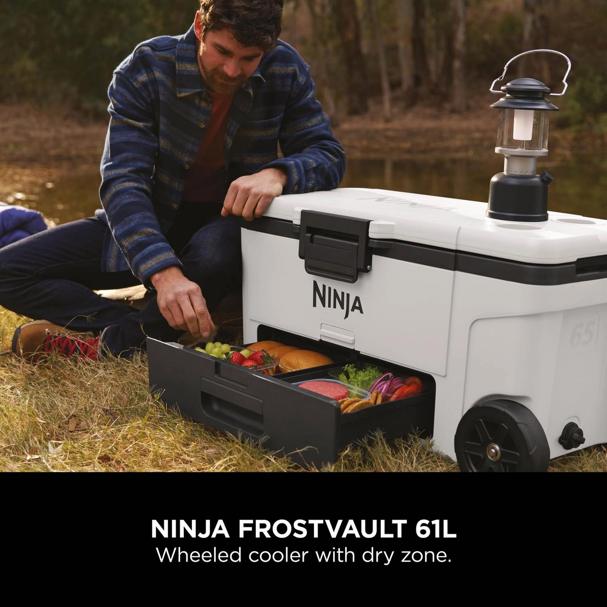 Ninja FrostVault 65QT/61L Wheeled Cooler with Dry Zone - Cloud White - FB265EUUKWH Ninja FrostVault 65QT/61L Wheeled Cooler with Dry Zone - Cloud White - FB265EUUKWH