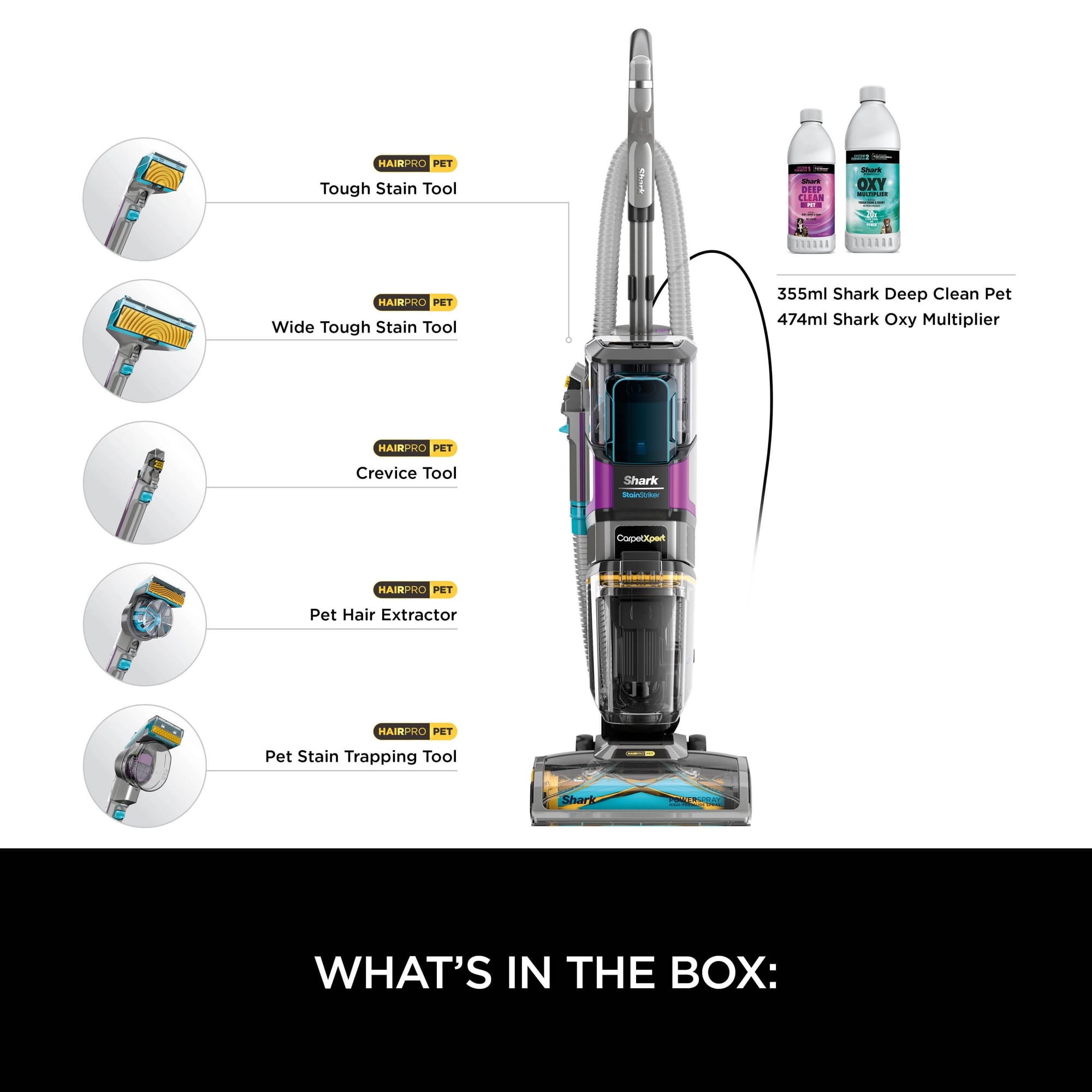 Shark CarpetXpert Carpet Cleaner with Built-In Stain Striker - Charcoal & Fuchsia - EX300UK Shark CarpetXpert Carpet Cleaner with Built-In Stain Striker - Charcoal & Fuchsia - EX300UK