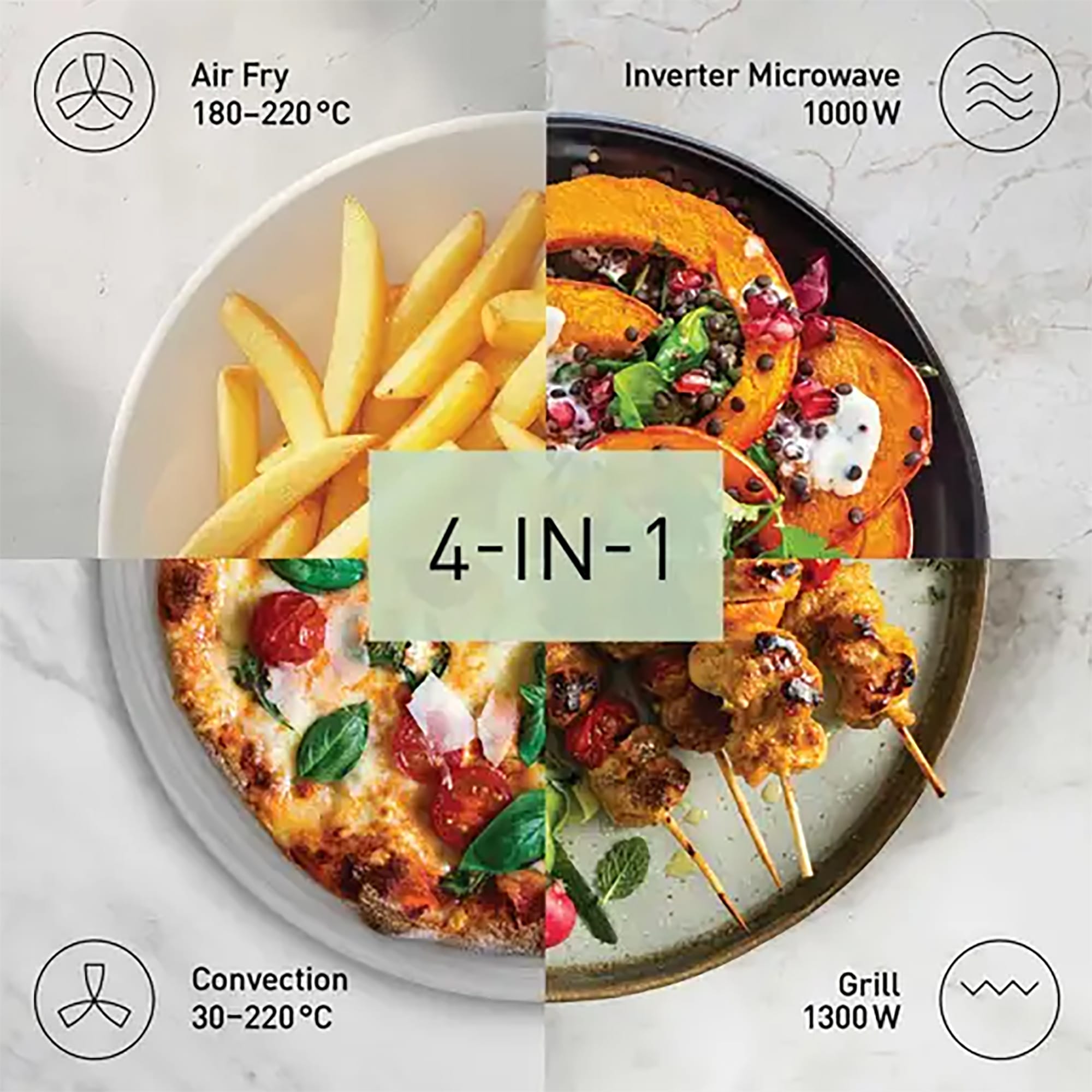 Panasonic 27L 1000W 4-in-1 Combi Inverter Microwave Oven in Silver - NN-CT57RMBPQ Panasonic 27L 1000W 4-in-1 Combi Inverter Microwave Oven in Silver - NN-CT57RMBPQ