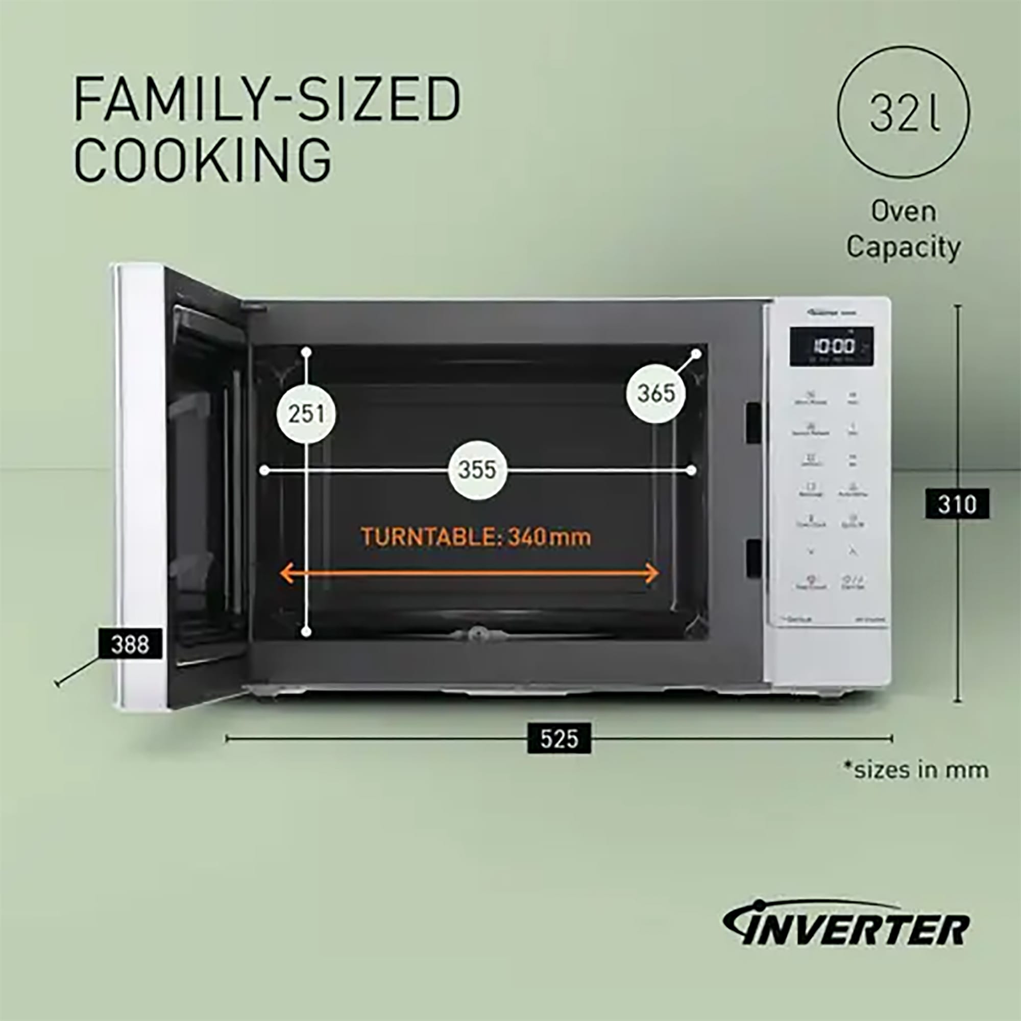 Panasonic 32L 1000W Solo Inverter Microwave Oven in White - NN-ST64QWBPQ Panasonic 32L 1000W Solo Inverter Microwave Oven in White - NN-ST64QWBPQ